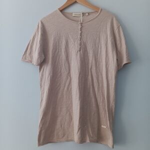 Gianni Lupo GL2137F-S25 Beige Short Sleeve Cotton Button-Front Shirt Men’s L NWT